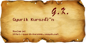 Gyurik Kurszán névjegykártya